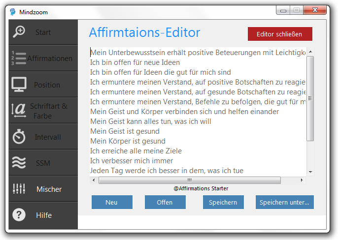 Affirmationseditor