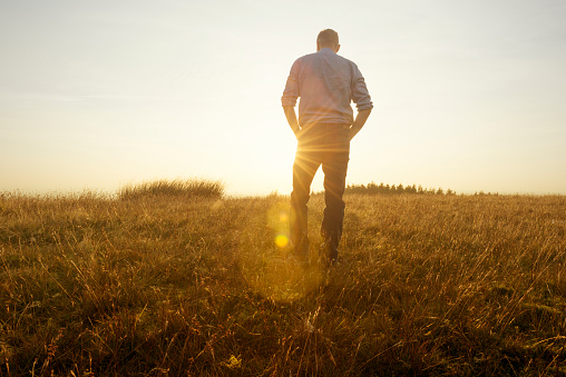 walking into sunset